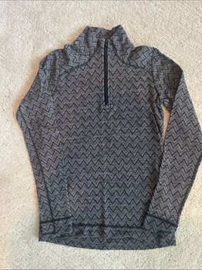 Smartwool Merino Wool 250 Quarter Zip Long Sleeve Base Layer Chevron Black White